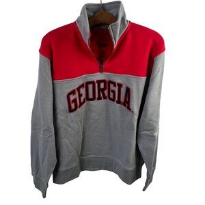 Pressbox Georgia Half-Zip Sweatshirt Size Small Red & Gray Cotton Blend